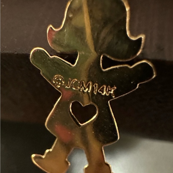 14K Gold Dangle Baby Girl Lever Back Earrings. Vintage - Picture 3 of 4